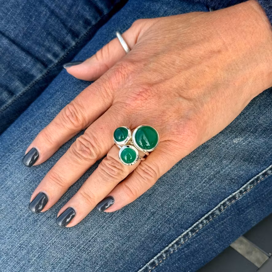 Ring HOLI Stor Grön Onyx