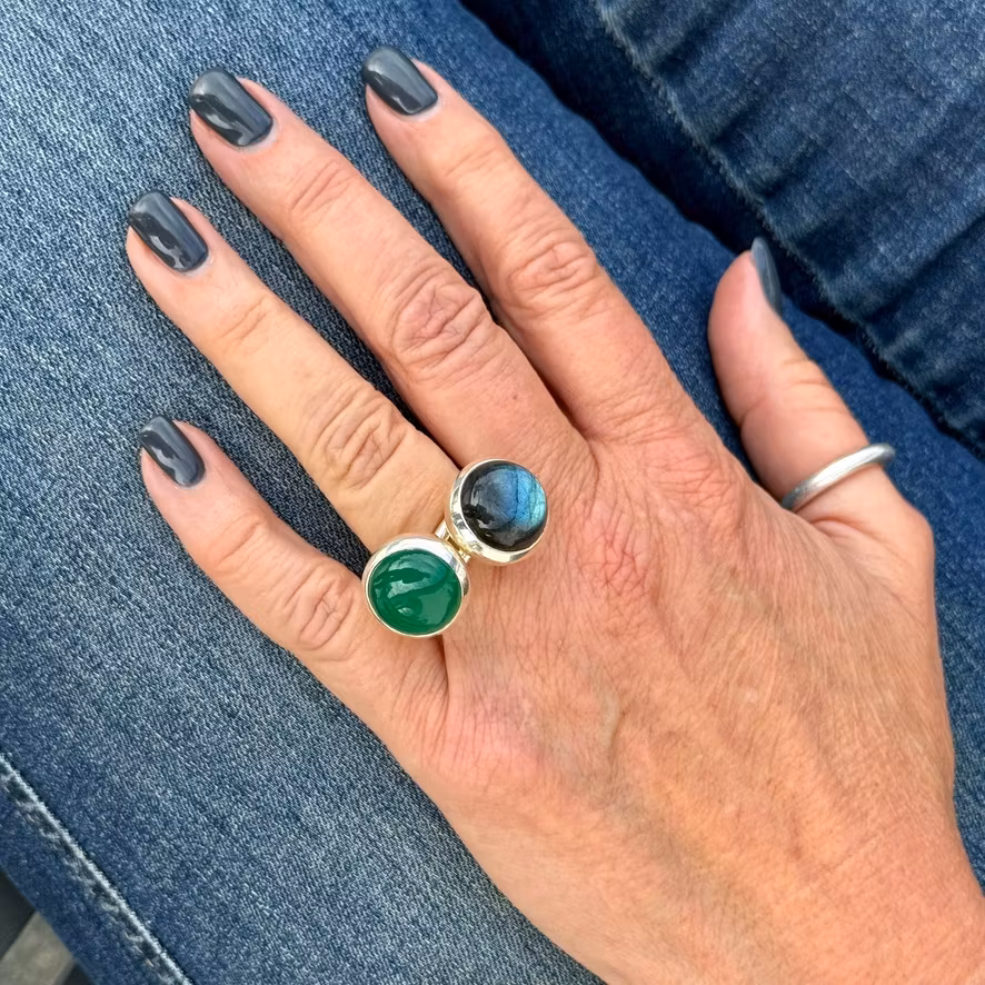 Ring HOLI Stor Grön Onyx