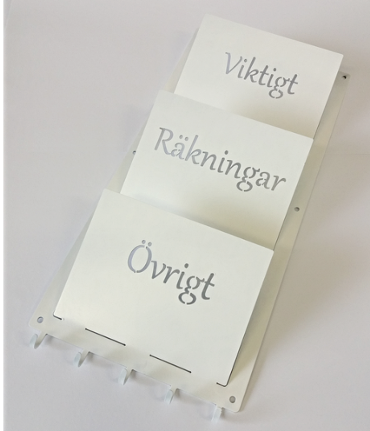 Brevställ för förvaring av post och räkningar.
