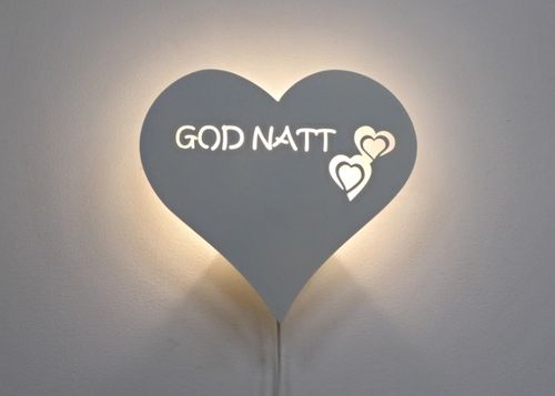 Godnatt-vägglampa Hjärta