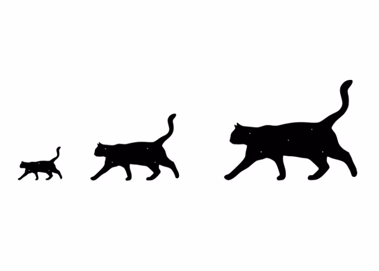 Fasaddekoration i form av siluetten av en stående katt, i tre storlekar.