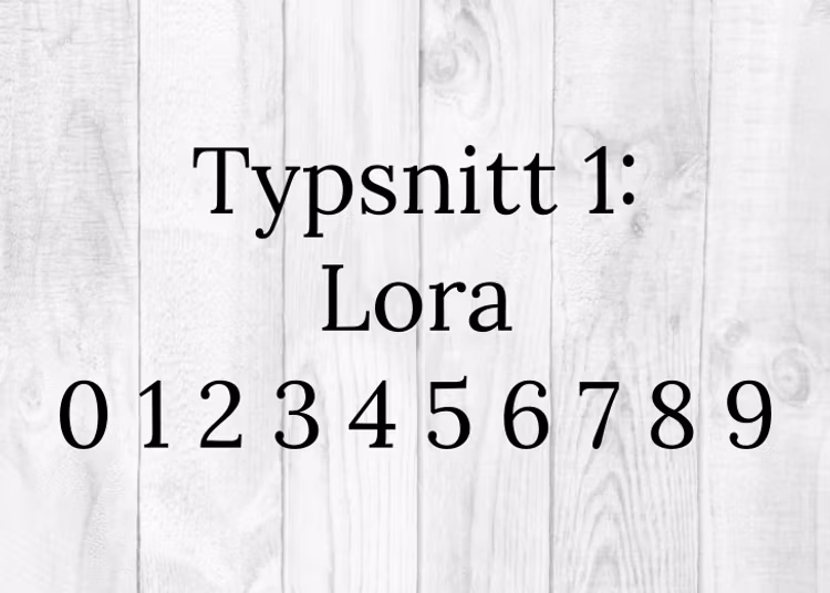 Siffror & Bokstäver för husfasad, Typsnitt 1 Lora