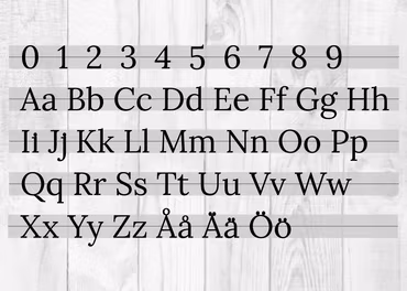 Siffror & Bokstäver för husfasad, Typsnitt 1 Lora