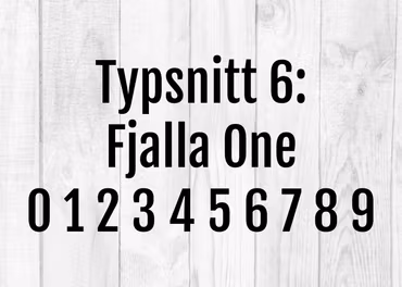 Siffror & Bokstäver för husfasad, Typsnitt 6 Fjalla One