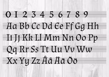 Siffror & Bokstäver för husfasad, Typsnitt 7 Almendra