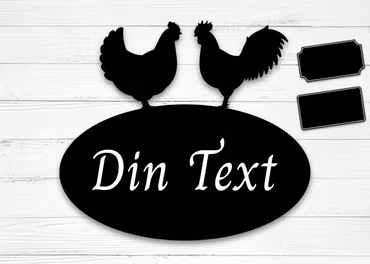 Gårdsskylt för vägg - Höna & Tupp