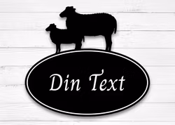 Gårdsskylt för vägg - Får tacka & lamm