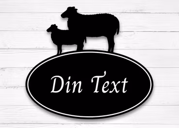 Gårdsskylt för vägg - Får tacka & lamm