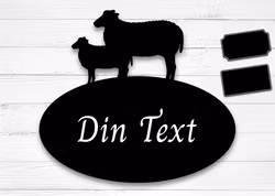 Gårdsskylt för vägg - Får tacka & lamm