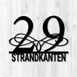 Husskylt med husnummer & namn - "Tydligheten" slingor