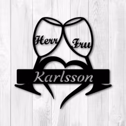 Skylt Herr & Fru / Mr & Mrs med efternamn - "Äktheten"