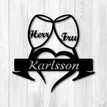 Skylt Herr & Fru / Mr & Mrs med efternamn - "Äktheten"