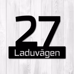 Husnummerskylt med egen text - "Husligheten"