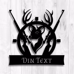 Skylt Hjort & Gevär - Personlig skylt i metall med egen text