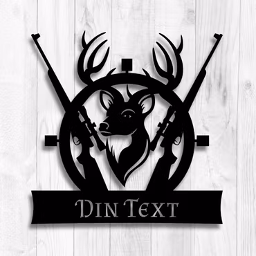 Skylt Hjort & Gevär - Personlig skylt i metall med egen text
