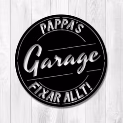 Skylt Garage - Personlig garage-skylt i metall med egen text