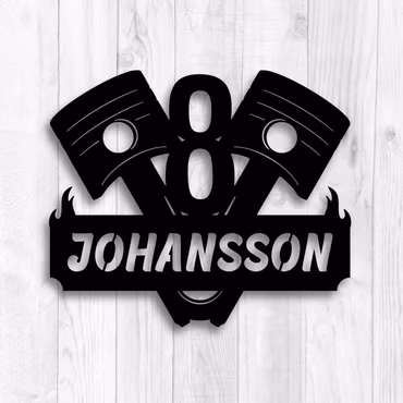 Skylt Kolvar V8 - Skylt med V8-motiv & egen text