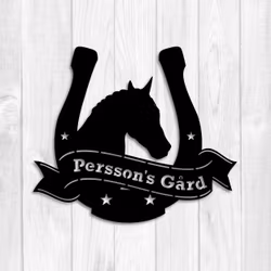 Skylt Häst Hästsko - Stall-skylt i metall med egen text