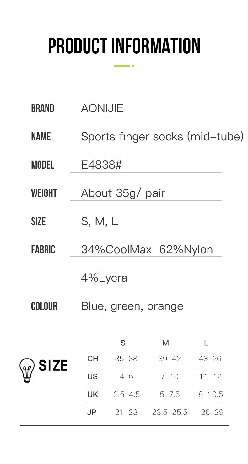 Aonijie tåstrumpor för löpning i 3-pack