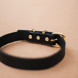 Svenskt Läderhalsband - Svart