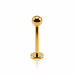 Titanium labret guld PVD invändigt gängad med 3mm kula