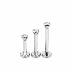 Labret i kirurgiskt stål invändigt gängad med 2.5mm cz topp