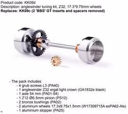 Slot.it - Anglewinder tuning kit, Z32, 17.3*9.75mm wheels