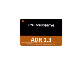 Plaskortsintyg ADR 1.3