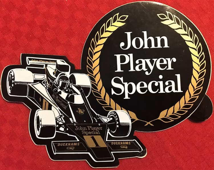 Dekal - John Player Special - Ronnie Peterson - 70-tal. 15 x 19 cm