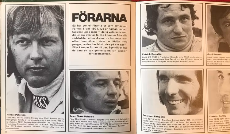 Grand Prix 1974 - Ronnie Peterson och hans sport - bok, 64 sidor - 22 x 22 cm