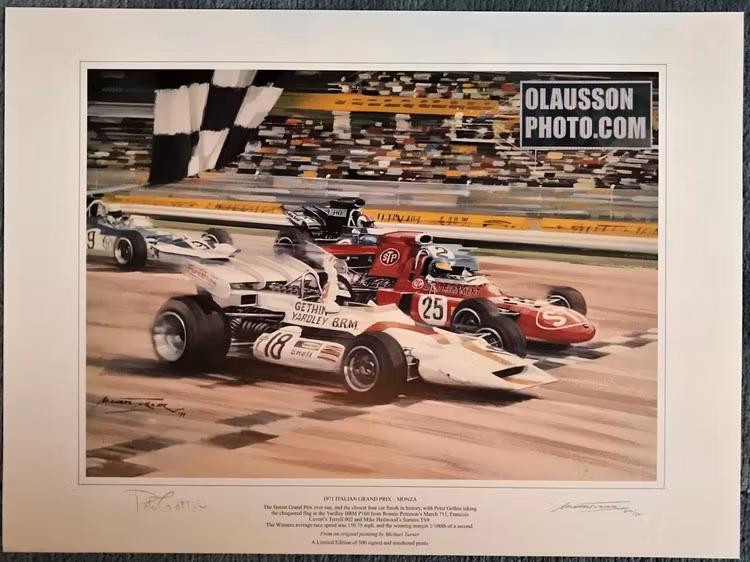 Mål på Monza 1971 - Ronnie tvåa, en meter efter - litografi 240/500