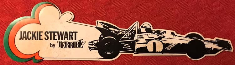 1971 Jackie Stewart-dekal, Tyrrell - 5 x 20 cm - by Terrible