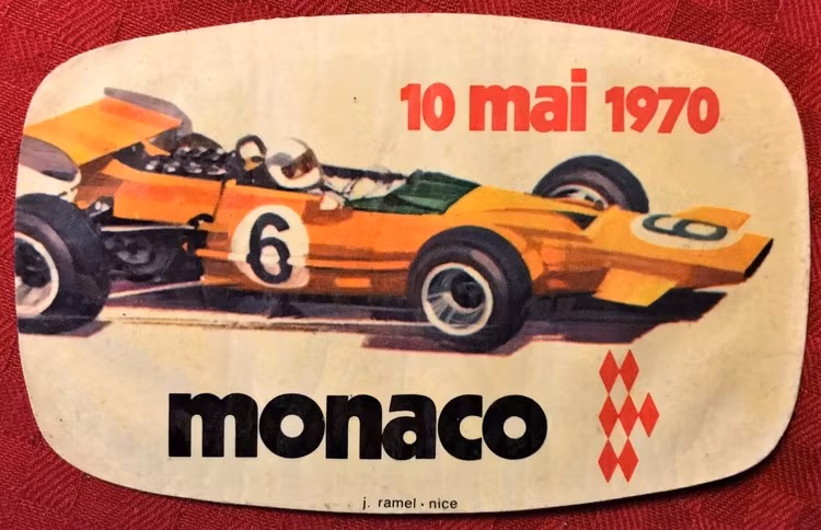 1970 - Ronniedebut i F1 - Monacos originaldekal - 8 x 12 cm