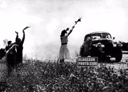 Juan Manuel Fangio i argentinska Mil Millas 1940 - poster 50 x 70 cm, miniupplaga