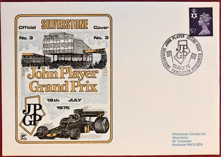 1975 Specialbrev - Englands GP i F1 på Silverstone - Official Cover - vinnarkort ingår