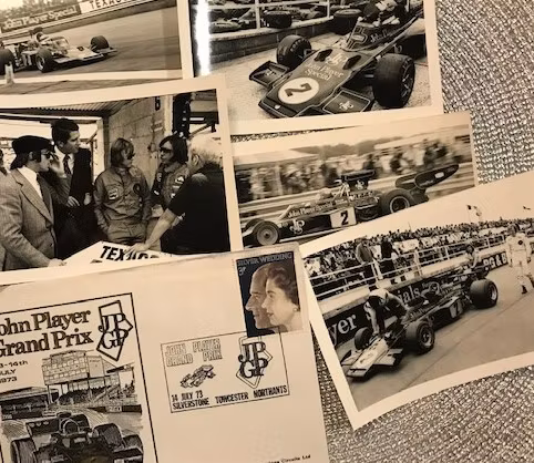 1973 Englands GP - Ronnie på pole/race 2a - kuvert - 5 st originalfoto