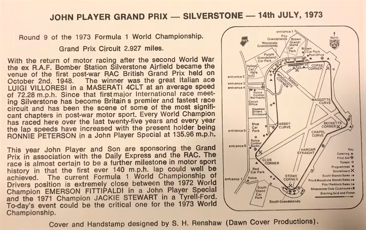 1973 Englands GP - Ronnie på pole/race 2a - kuvert - 5 st originalfoto