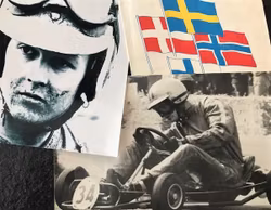 Gokart 60-tal: program + 2 foto av ung Ronnie - åkbild i original 16x24 cm