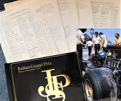 Monza 1973 original - Ronnieseger - 5-sid tävlingsrapport, Lotus mapp - foto 20x30 cm