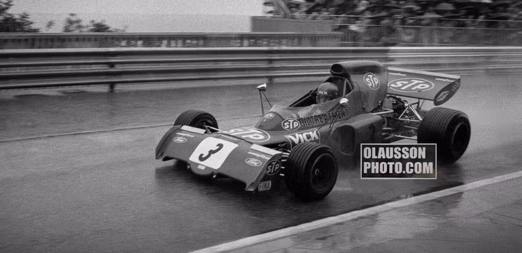 1972 - Ronnie, March 721 - regn i M Carlo, GP Monaco - Canvastavla i format 50x100 cm