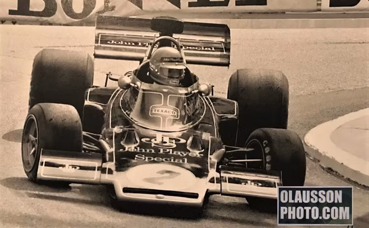 1973 - Ronnie i Monacos GP, Lotus 72, Loews-kurvan, canvas i storformat: 80x120 cm