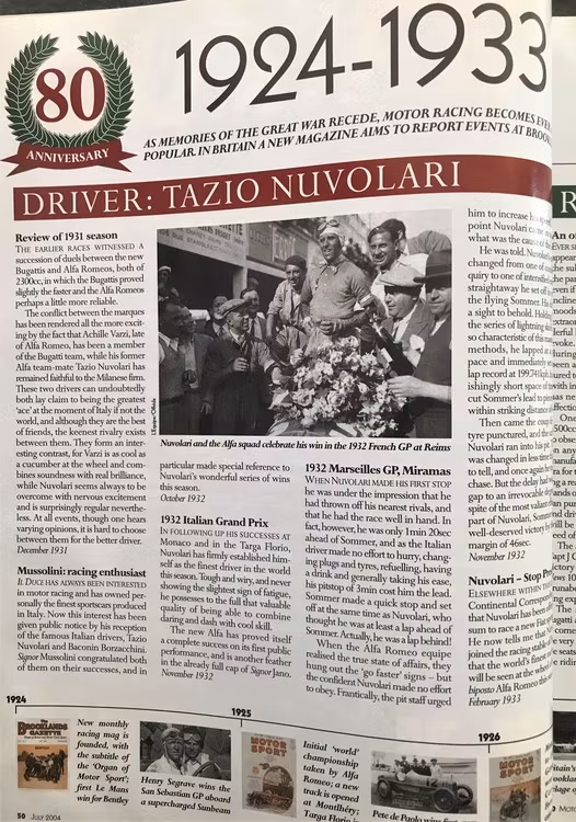 Eng. "Motorsport" jub-nr 80 år - juli 2004 - 264 sid - bombinnehåll