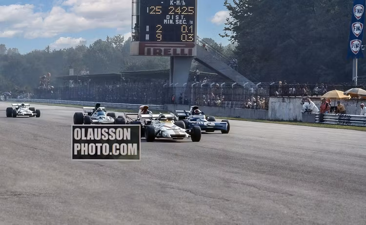 1971 - målgång i världens snabbaste F1-lopp - Ronnie 2a, 20x30 cm