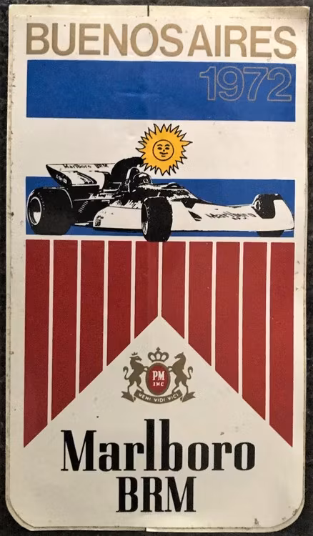 Marlboro-dekal - Argentina 1972 - 8 x 14 cm -ovanlig!