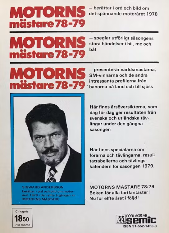 Ronnie Peterson i Motorns Mästare 78/79 - bok om sista året - 130 sidor, 14 x 19 cm