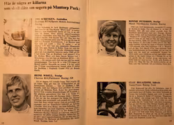 Ronnie Peterson - F2-trofé - EM på Mantorp, augusti 1970 - program - format 15 x 24 cm