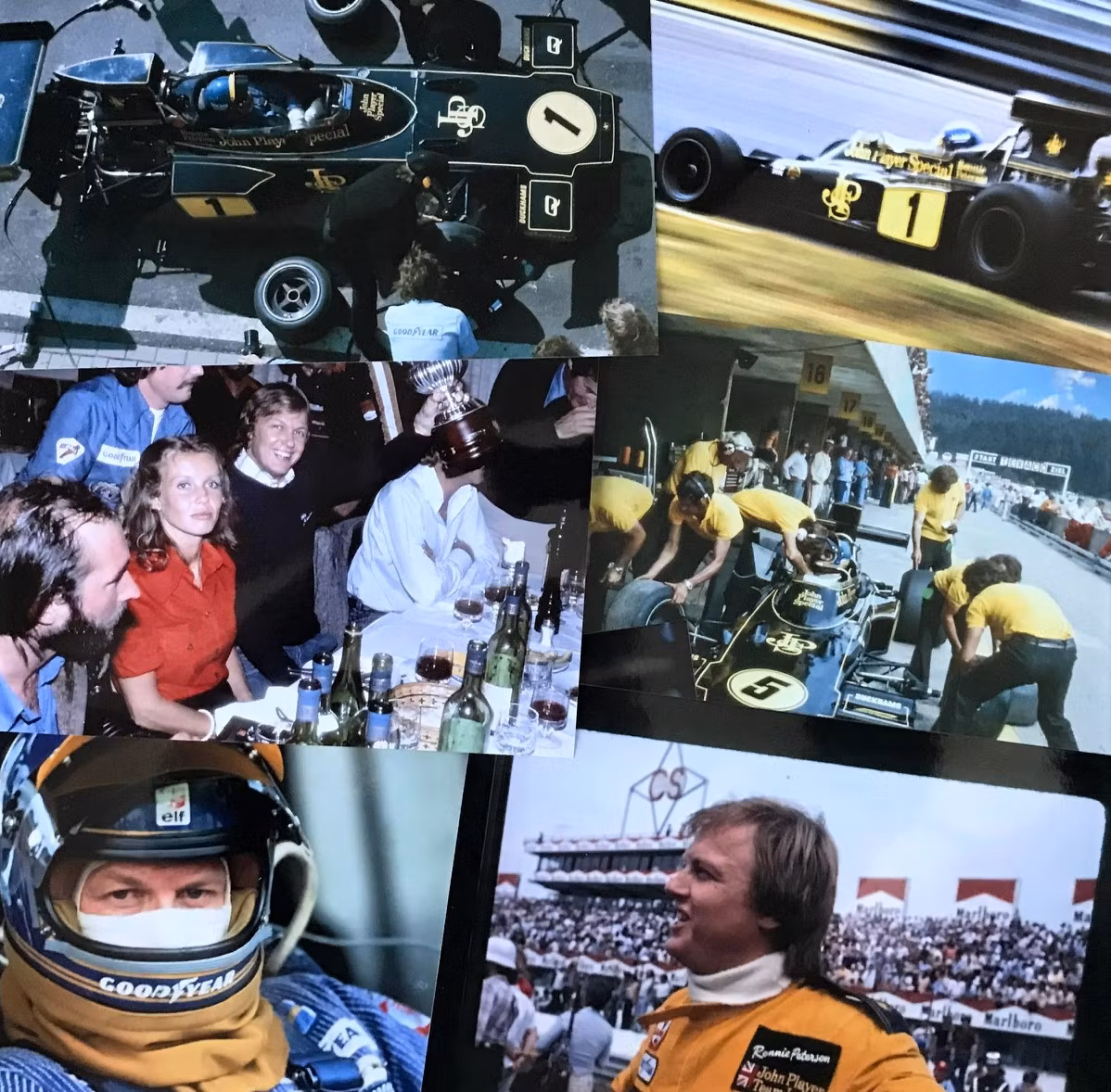 Ronnie Peterson i handgjort schatull - foto, bilder, dekaler, original - 31 delar - signerat