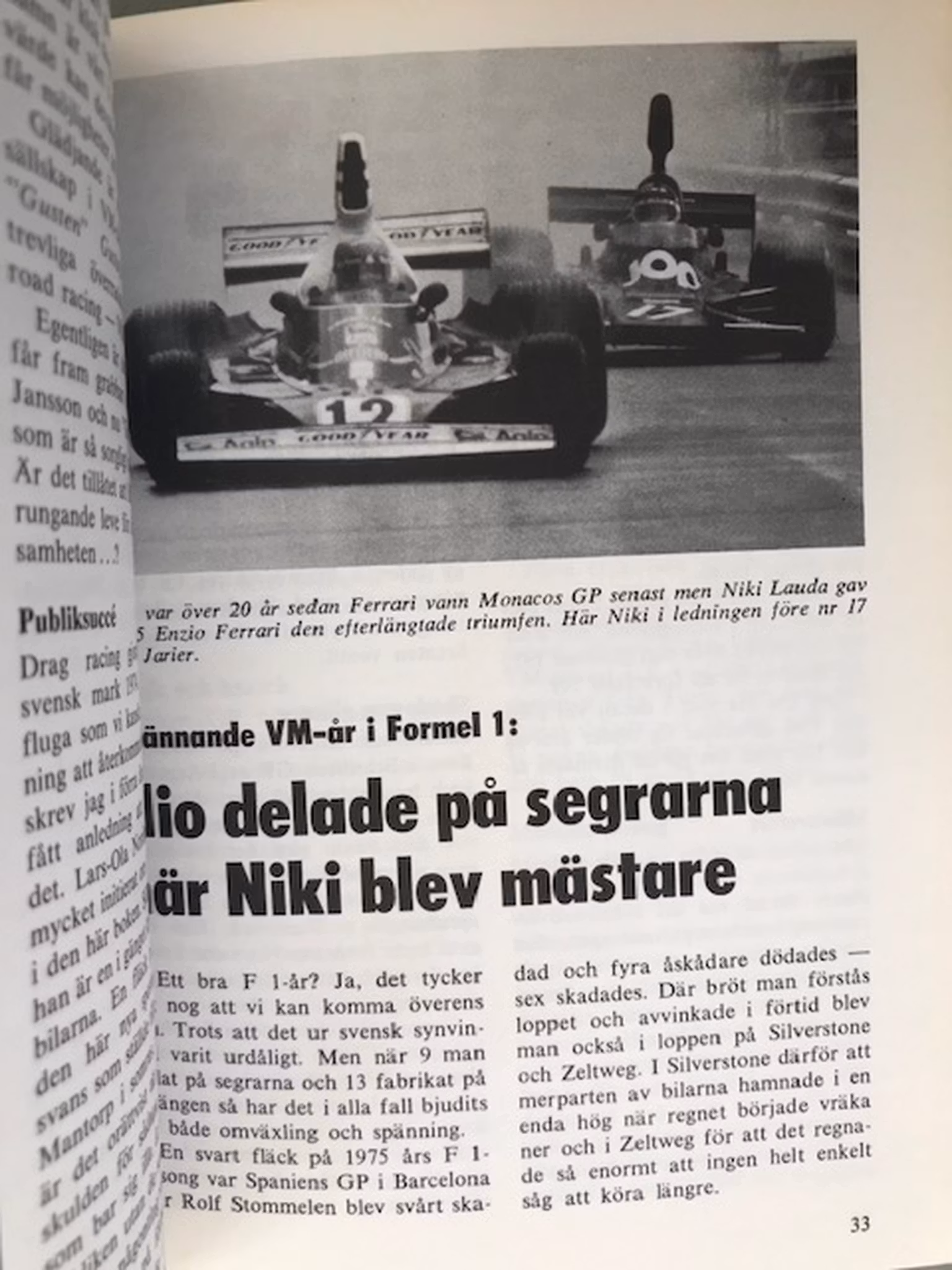Ronnie Peterson i Motorns Mästare 75/76 - bok om ett Lotus år - 130 sid, 14x19 cm