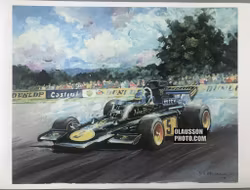 Ronnie Peterson, Lotus 72  fr '75, signerad litografi 3/6, Leif Ahnlund, format 28x36 cm