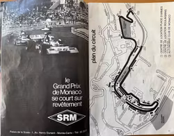 Monaco GP 1975, program, 86 sid, Foto: Ronnie-win in '74, anteckningar, 16x24 cm